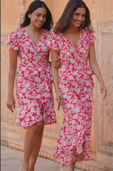 Demi EcoVero™ Wrap Dress | Blossom Pink/Cream