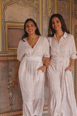 Lena EcoVero™ Dress | Taupe/White