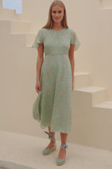RHS Printed Cape Sleeved Dress | Sage