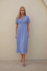 Anais Crinkle Chiffon Dress | Bloom Blue/Cobalt