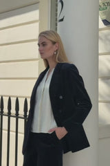 Oversized Double Breasted Corduroy Blazer | Deep Navy