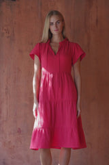 Lois Organic Cotton Cheesecloth Dress | Red