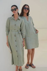 Calvi Linen Dress | Khaki