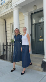 Dropped Waist Denim Skirt | Indigo