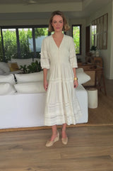 Freya Linen Blend Dress | Ivory