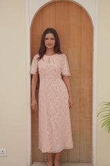 RHS Printed Cape Sleeved Dress | Blush