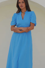 Esha Organic Cotton Cheesecloth Dress | Cornflower