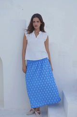 Dropped Waist Skirt | Blue/White