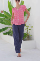 Organic Cotton Cheesecloth Trouser | Navy