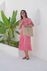 Riley Viscose Crinkle Dress | Coral/Pink