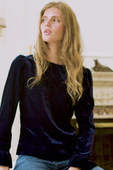 Victoria Velvet Top | Navy