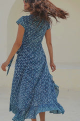 Demi Organic Cotton Wrap Dress | Navy
