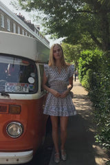 Mini Macy Dress | White/Green/Light Blue