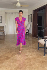 Demi EcoVero™ Wrap Dress | Blue/Pink