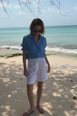 Alexandra Long Linen Shorts | White