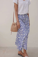 Neve A-line Organic Cotton Skirt | Navy/White