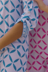 Guadalupe Short Organic Cotton Tunic | Shibori White/Blue