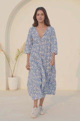 Emma Organic Cotton Dress | Blue/White