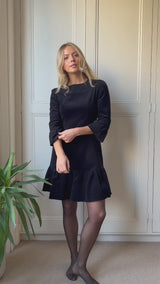 Victoria Short Stretch Corduroy Dress | Black
