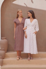 V-Neck Linen Dress | Chocolate