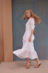 Shirred Dobby Maxi Dress | White