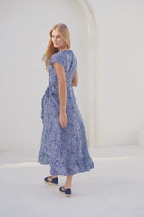 Demi EcoVero™ Wrap Dress | Circle Navy/White