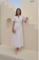Edie Cotton Broderie Dress | White