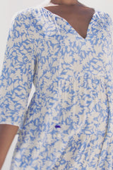 Emma EcoVero™ Midi Dress | Pale Blue/White