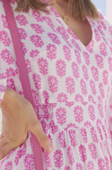 Emmeline Maxi Dress | White/Pink