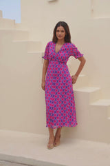 Sally Anne Short Sleeve Dress | Blue/Pink