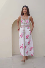 Margaritte Block Print Organic Cotton Dress | Pink/Green