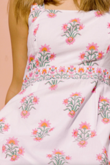 Aurelia Block Print Dress | White/Pink