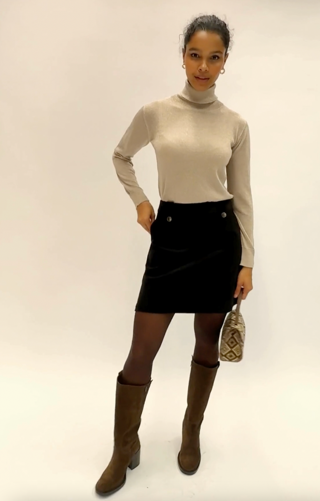 Aspiga Ladies Sustainable Lily Stretch Corduroy Skirt Chocolate