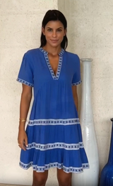 Meredith Organic Cotton Dress | Dazzling Blue/White