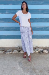 Bea Printed Organic Cotton Skirt | Lixus White/Cobalt