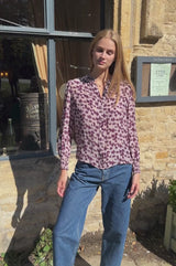 Cosima Viscose Crepe Printed Shirt | Animal Ikat Fig