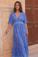 Lena EcoVero™ Dress | Cobalt/Light Blue