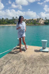 Cotton Stripe Short | Blue/White