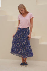 V-Neck Cotton T-shirt | Pink