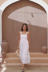 Marielle Cotton Dobby Dress | White