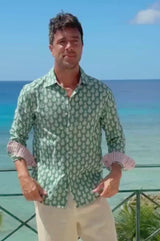 Men's Organic Cotton Shirt | Pineapple Green/Teal