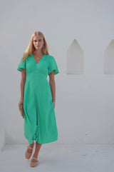 Tessa Organic Cotton Cheesecloth Dress | Green