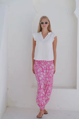 Frill Sleeve Organic Cotton Cheesecloth Top | White