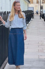 Dropped Waist Denim Skirt | Indigo