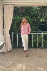 Clea Viscose Crinkle Blouse | Circle White/Pink