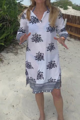 Guadalupe Short Organic Cotton Tunic | White/Navy