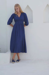 Jyoti Rayon Dress | Navy