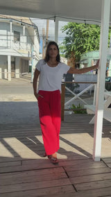 Organic Cotton Cheesecloth Trouser | Red