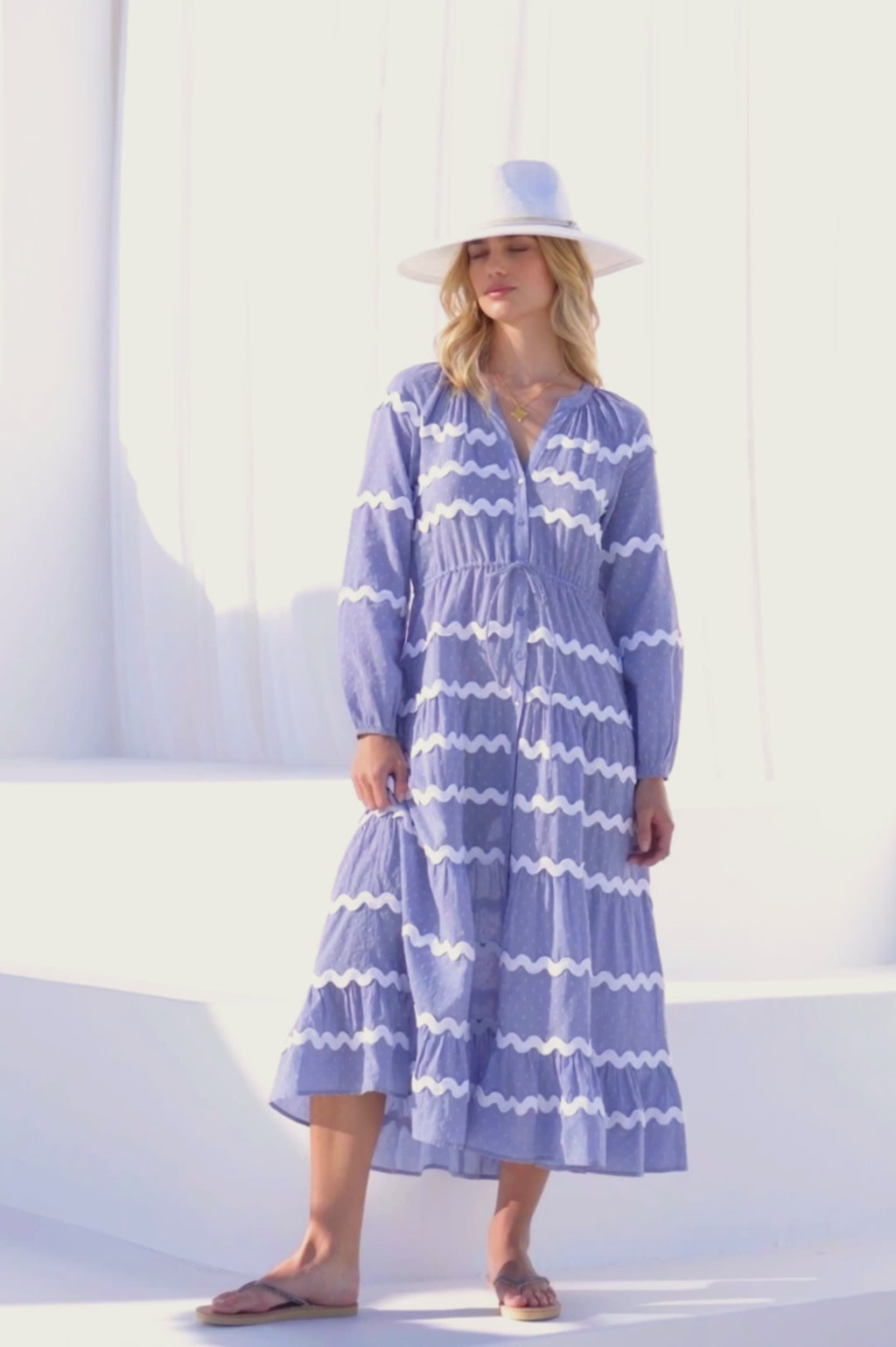 Aspiga Ladies Sustainable Mel Dress Cotton Dobby | Chambray Blue (XXS-L)