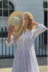 Shirred Dobby Maxi Dress | White